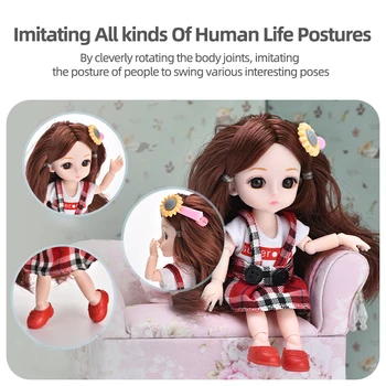 

13 Movable Joint BJD Doll Girls Full Set Jointed Bjd Dolls Christmas Gifts for Kids Plastic Baby Doll Fashion Outfits Clothes
