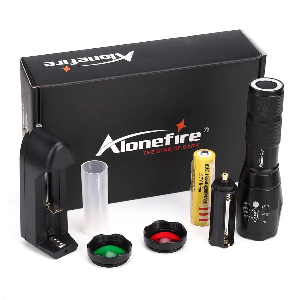 Светодиодный фонарик Alonefire CREE XM L T6 5000LM зум аварийный сигнал + 18650 USB зарядное