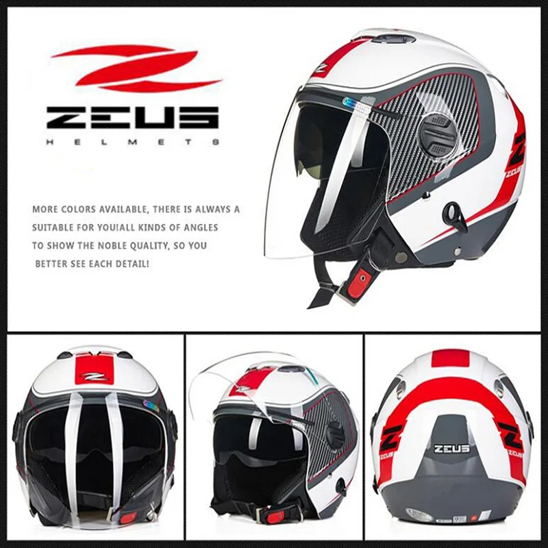 2019 Новинка ZEUS 3/4 лицевые мотоциклетные шлемы ZS-202FB ABS защитные двойные линзы