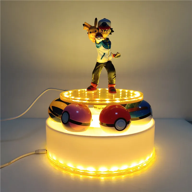 Pokemon Ash Ketchum Pikachu Figurine Pokemon Ball Toys LED Decorative Light for Children Toys Action Figuras Pokemon Figures