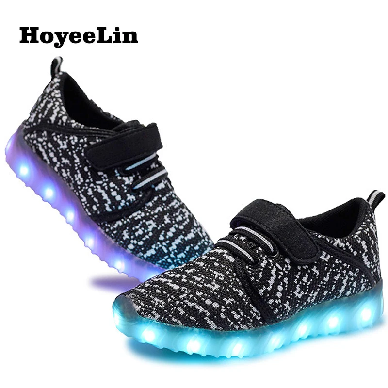 

New Children's Luminous Shoes Male And Female Flying Weaving Casual Running Led Colorful Lights Shoe