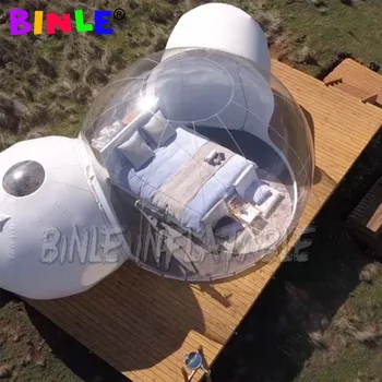 

Outdoor luxury camping site inflatable bubble tent with 2 tunnels clear inflatable bubble lodge tent hotel room
