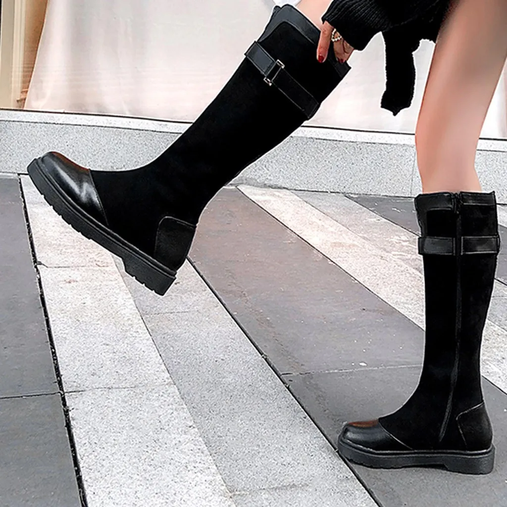Г. Новая модная женская обувь сапоги для верховой езды на каблуке в стиле панк обувь на молнии рыцарские высокие сапоги женские непромокаемые сапоги большой размер# A1