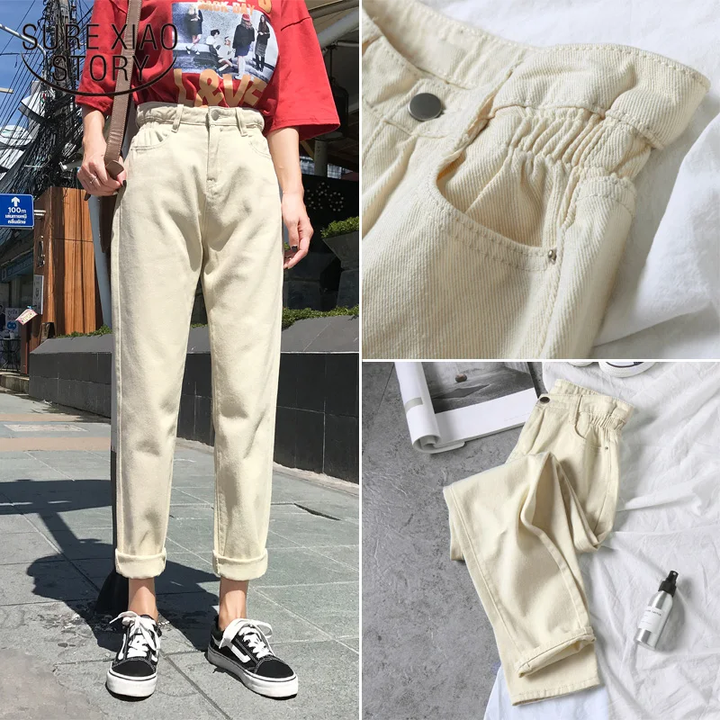 Женские джинсовые штаны осень зима джинсы винтажные шаровары Mujer шикарные свободные джинсы с высокой талией размера плюс повседневные штаны 7442 50