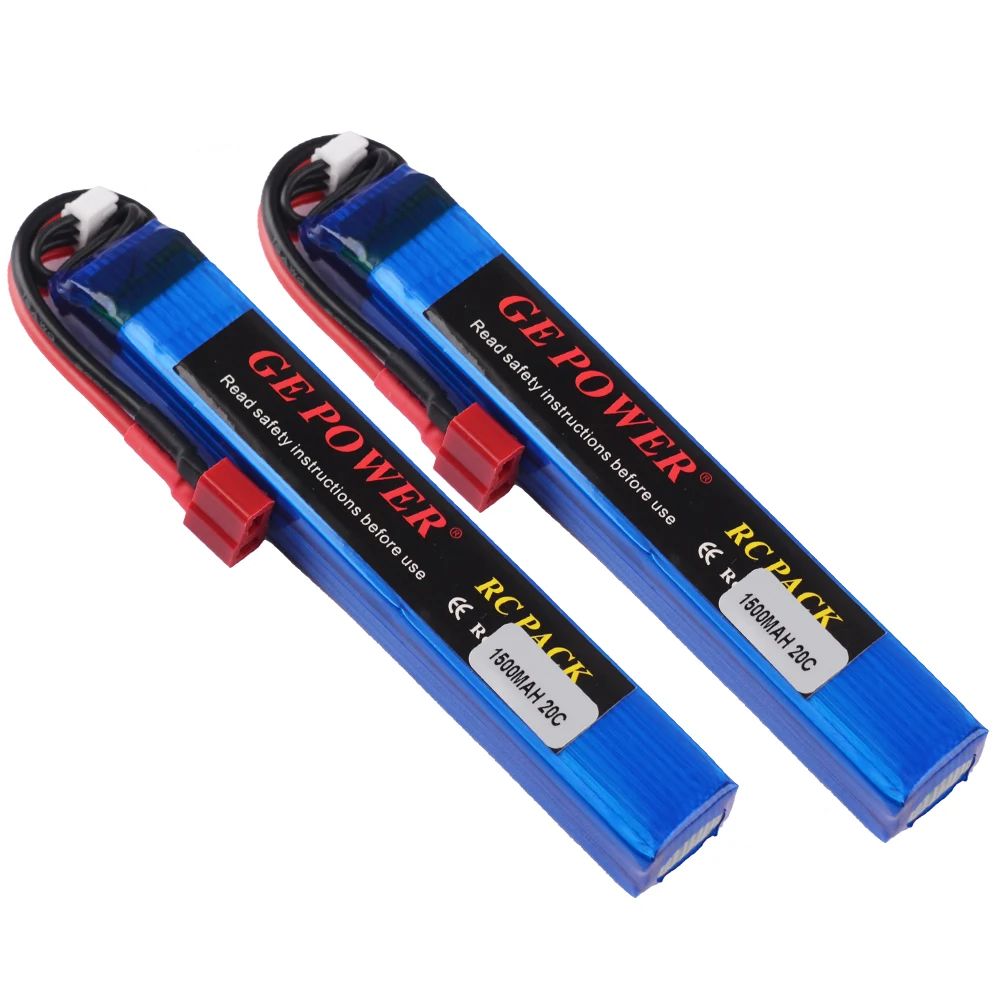 

1 шт., литий-полимерный аккумулятор GE Power 7,4 В 11,1 В 2S 3S 1500 мАч 20C Tamiya/XT30/SM/T для электрического пистолета/мини-страйкбола/воздушного пистолета BB