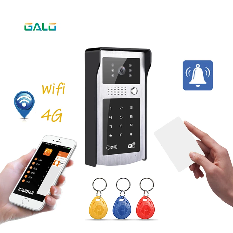 

The latest WIFI video doorbell with ISO Android App / RFID and doorbell code keyboard support electric lock automatic door syste