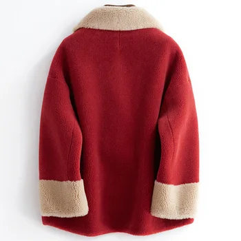 

New 2020 Fashion Autumn Winter Sheep Sheared Coat Women's Lapel Wool Fur Coats Plus Size Loose Casual Real Fur Jacket Female s