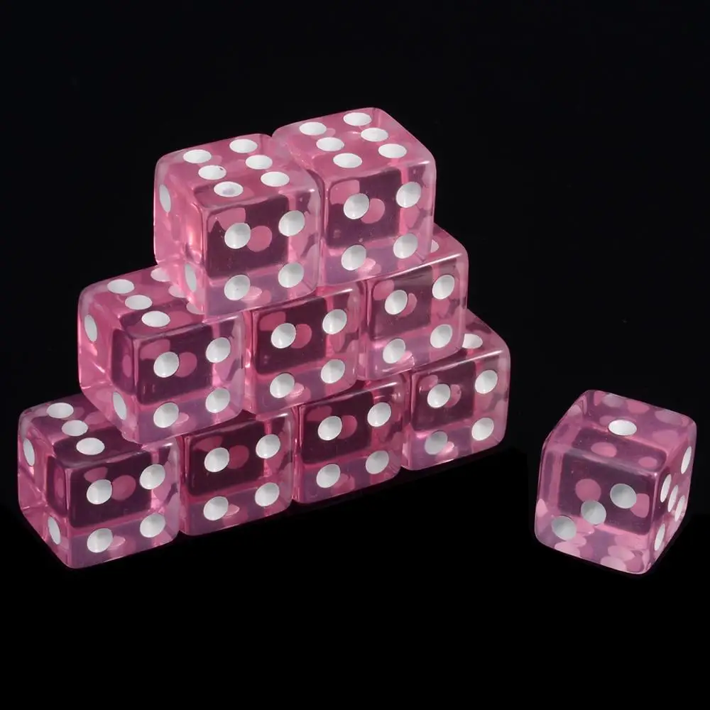 Pink 10 шт прозрачные прямые Угловые игральные кости 16 мм портативные ролевые игры развлечения Семейные уличные игры Смешные Акриловые Игральные Кости - Цвет: Pink