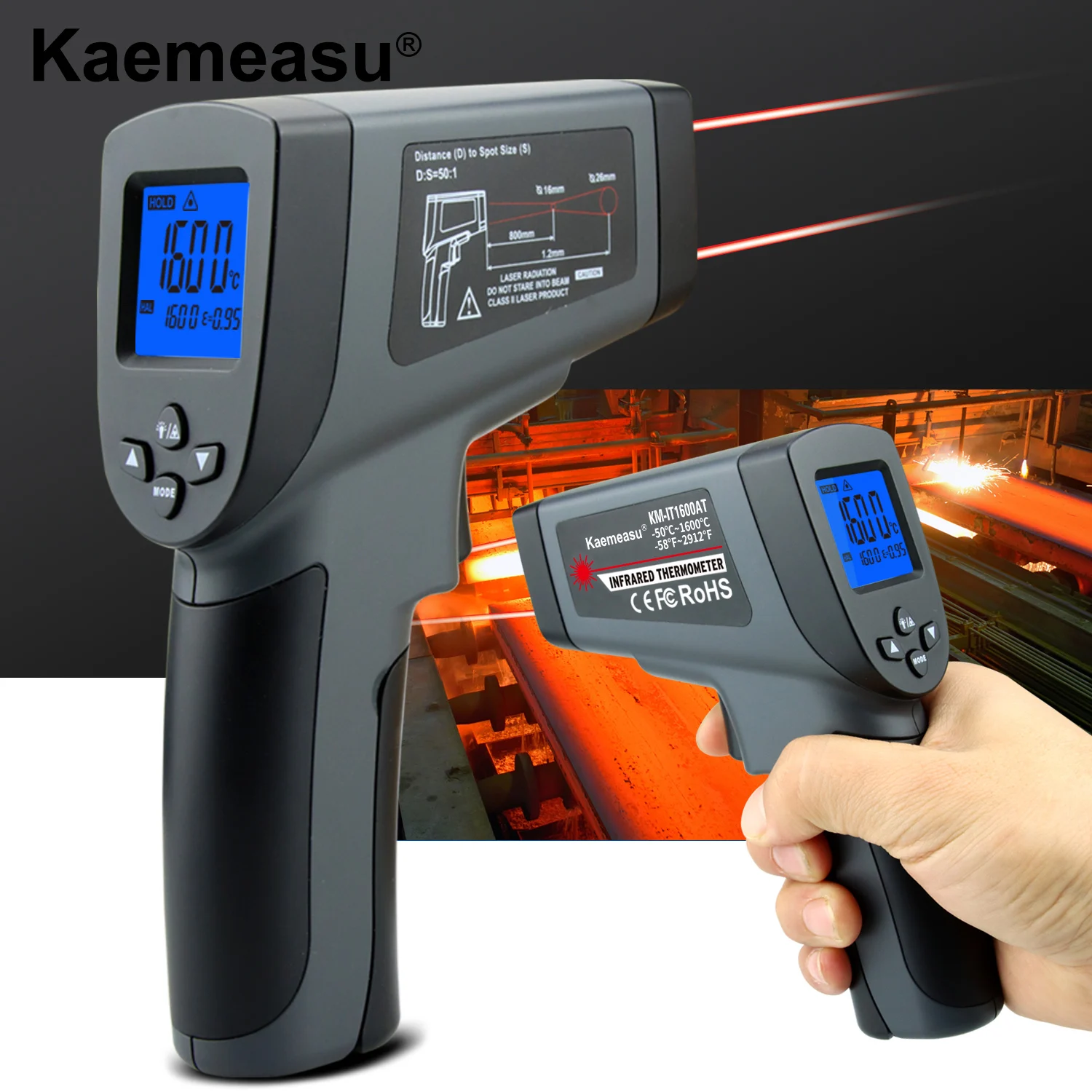 Kaemeasu-Pistolet de mesure haute température, Therye.com infrarouge  professionnel, 50:1, tourisme, laser, fonction multifonction, numérique,  industrie - AliExpress