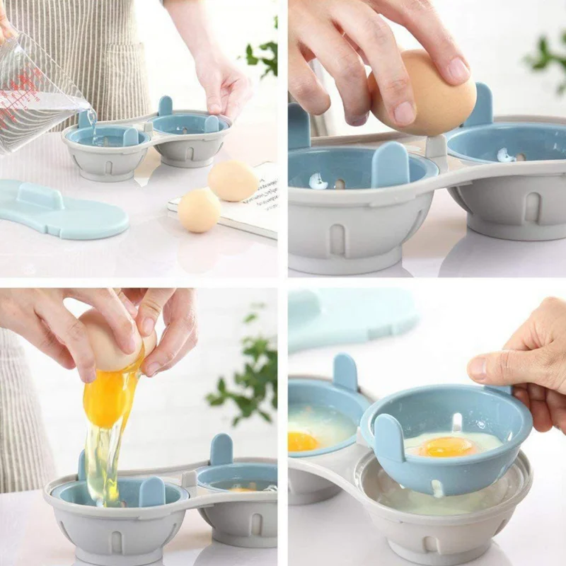 Microwave Egg Poacher Cookware Double Cup Dual Cave High Capacity Design Egg Cooker Ultimate Collection Egg Cooking Cups