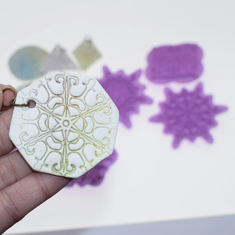 Mandala Lace Pattern Emboss Stamp Polymer Clay Earring Texture Soap Pottery Ceramic Impression Dotting Tools 5pcs/lot Art Hobby clay modelling tools