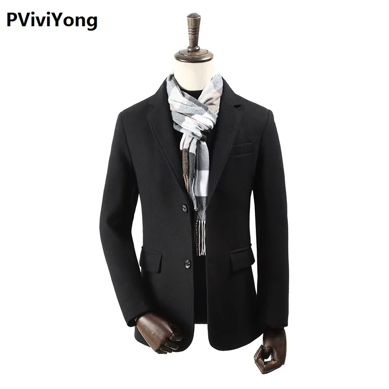 PVviYong 2019 Новый aarival осенне-зимний высококачественный шерстяной Тренч мужские, мужские шерстяные куртки с отложным воротником мужские