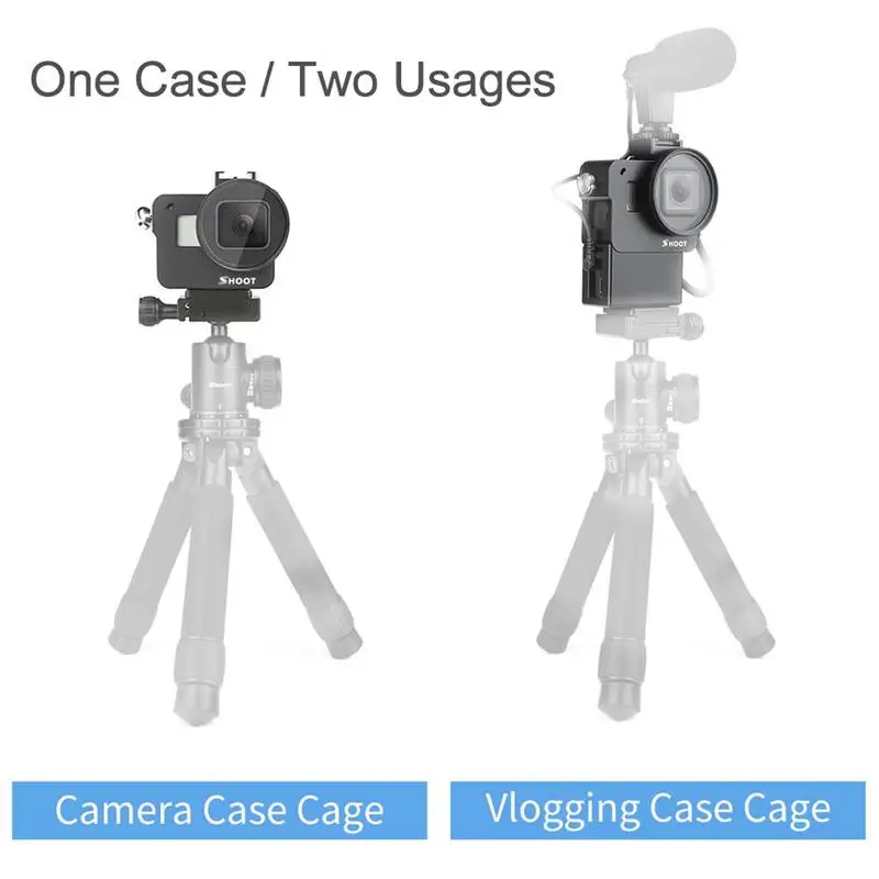 Защитный чехол Vlog Cage для GoPro Hero 7 6 5, монтажная рамка для микрофона, чехол Vlogging для холодного башмака с оболочкой UV Y9D5