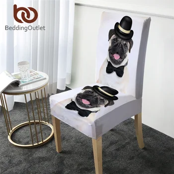 

BeddingOutlet Pet Dog Cover For Chair 3D Animal Pug Spandex Elastic Slipcover for Home Cute Puppy Bulldog Seat Case Funda Silla