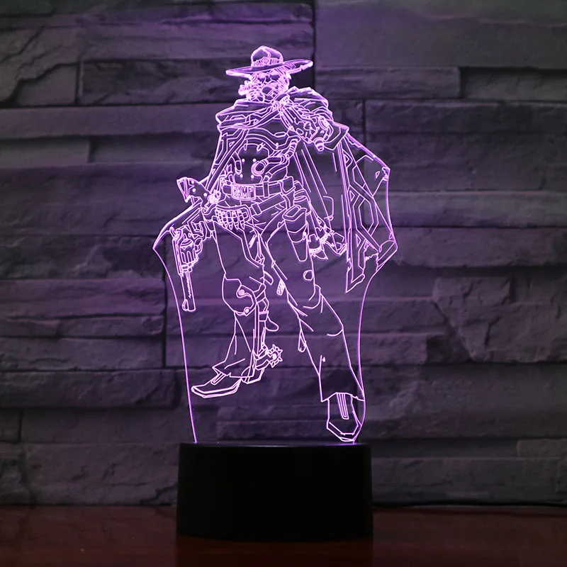 Jesse Mccree Игра Overwatch детский ночной Светильник СВЕТОДИОДНЫЙ Датчик Shimada Genji фигурка домашний Декор лампа праздничный подарок OW настольная Ночная лампа для спальни - Испускаемый цвет: Jesse Mccree