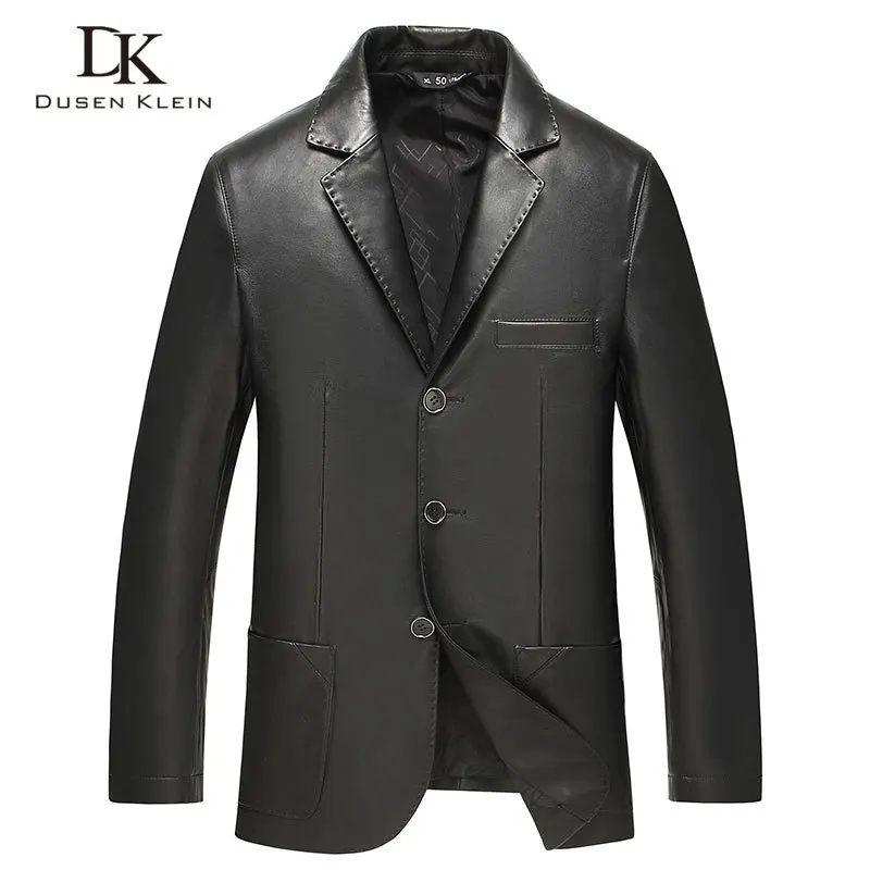 

Spring suits Jackets for men Genuine leather sheepskin Dusen Klein Brand Designer Slim leather coats Black 71J8826