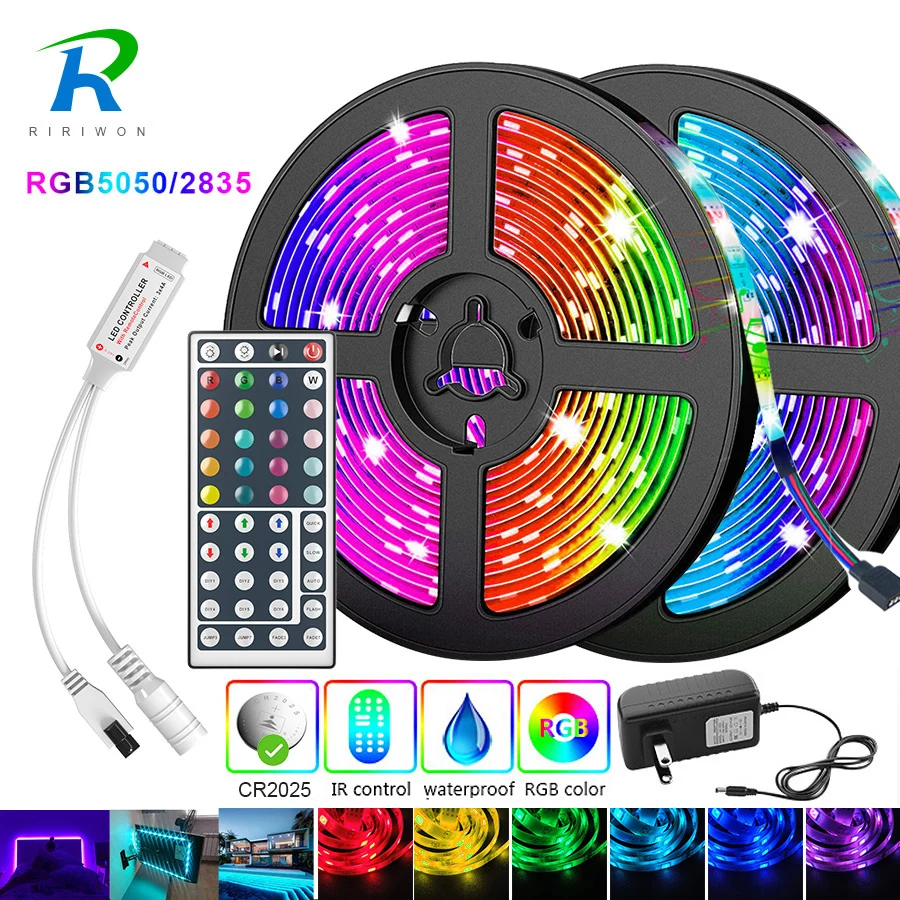 5M-30M Bluetooth LED Strip 5050 2835 IP20 RGB Strip LED Light Flexible Ribbon Stripe DC 12V RGB Diode Tape IR Controller Adapter