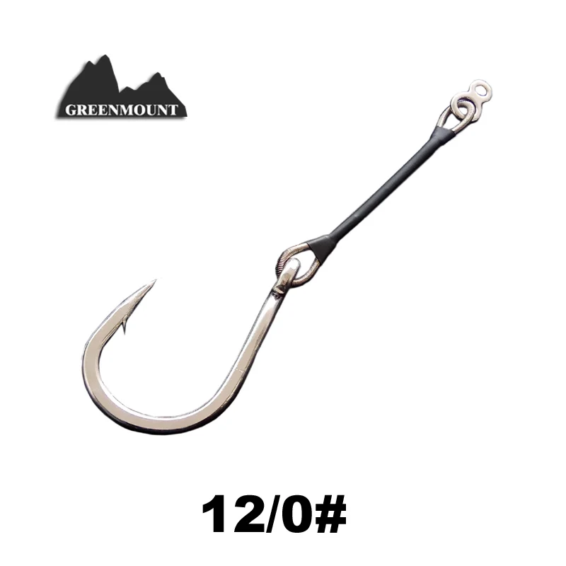 1piece 12/0 stainless steel wire leader lead fish jigging hook Assist Ringed tuna fishing hooks live bait | Спорт и развлечения