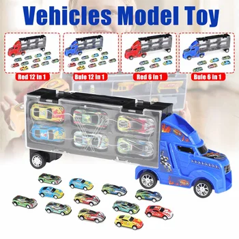 

35cm Container Truck + 6/12pcs Pull-Back Mini Car, Vehicles Model Toy for Kid Boy Girl Christmas New Year Birthday Gift