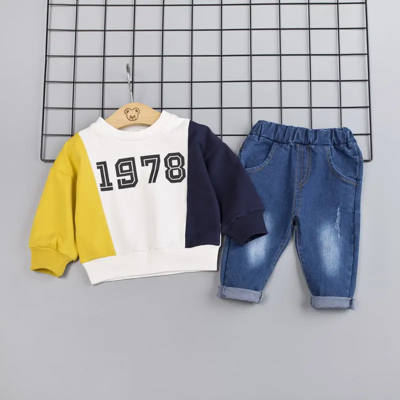 Children Girls Boys Brand Clothing Set Baby Spring Character Cotton Long Sleeve T Shirt Pants Suit Kids Tracksuit 0-4 Years