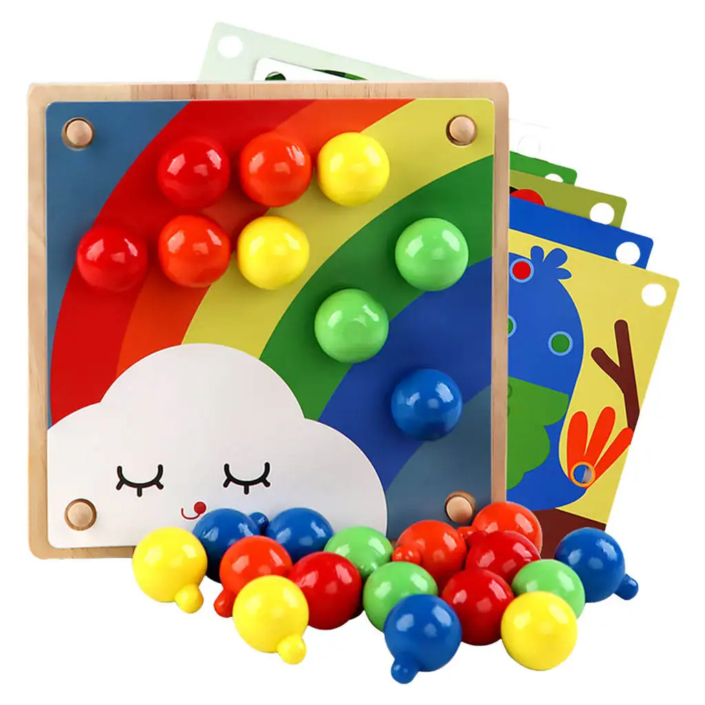 Wooden Mushroom Nail Mosaic Pegging Board Educational Toys Creative Gifts Peg Puzzle Buttons Art for Age Over 3 Years Old Baby 6