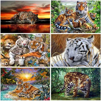 

Tiger DIY 5D Diamond Painting Full Square/Round Drill Animal Diamont Embroidery Cross Stitch Rhinestones Mosaic Home Decor Gift