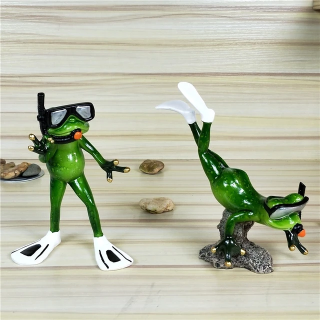 Lovely Diver Frog Miniature Resin Frog Swimming Figurine