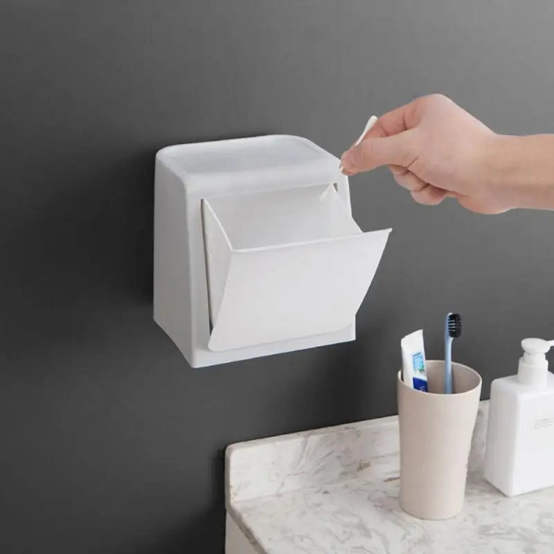 

Wall Mounted Small Waste Bins With Seamless Stickers Household Plastic Trash Can Home Indoor Cleaning Tool Dropshipping