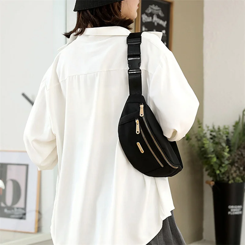 여성용 허리 가방 팩 지갑, 캐쥬얼 대형 전화 벨트 가방 파우치, 여성용 캔버스 여행 전화 가방, 패니 바나나 가방, 힙 3 포켓 