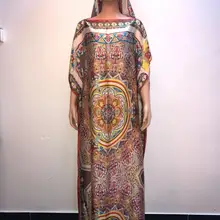 Unique Malaysia Kaftan Silk Women dresses Fashion European printed African women's dresses for lady femme dresses