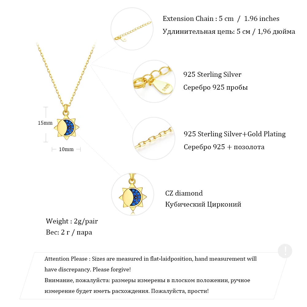 SUPERWEAR, солнцезащитные ожерелья с кулонами в виде Луны, 925 пробы, серебряный, желтый, золотой цвет, регулируемое колье, ожерелье для женщин, модное ювелирное изделие