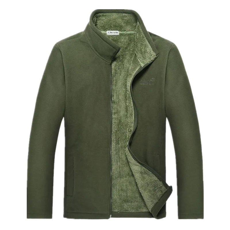 

Outdoor Fleece Men's Large Size Autumn And Winter Brushed And Thick Sports Cardigan Polar Fleece Warm Raincoat Jacket Inner Wear