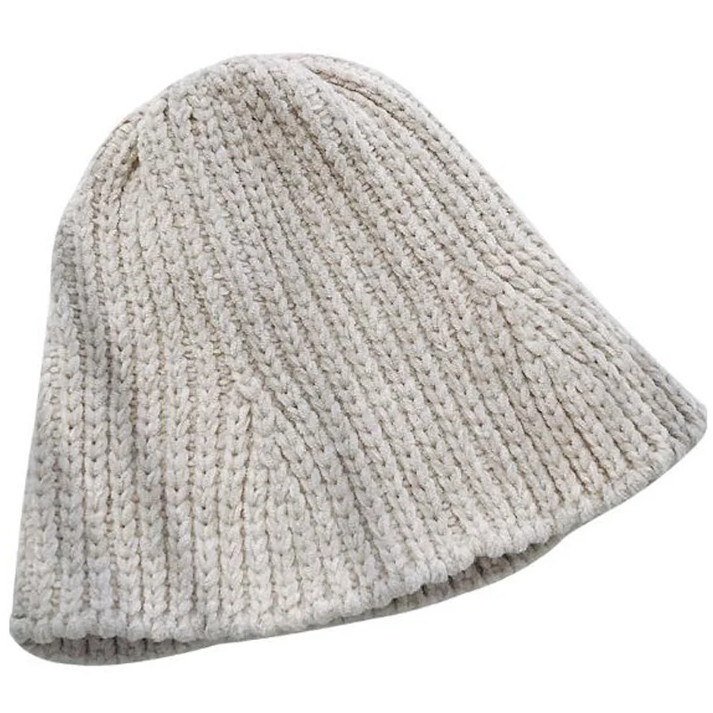 Синель Рыбацкая шляпа шерстяная шляпа осенняя и зимняя шляпа котелок Женская шикарная Складная вязаная эластичная теплая шапка
