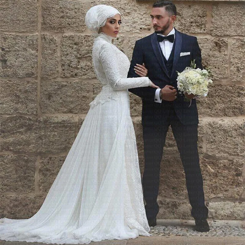 2019-Modest-Arabic-Dubai-Lace-Wedding-Dresses-High-Neck-Long-Sleeves-Muslim-Wedding-Dress-Vestido-De (2)