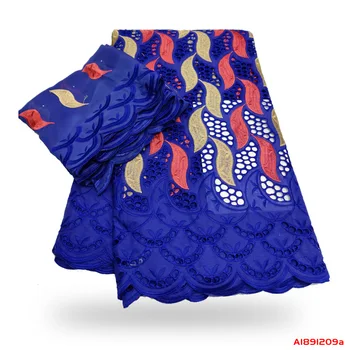 

Blue Nigerian Dry Swiss Voile Cotton Lace Fabric High Quality African Swiss Voile Lace In Switzerland For lady Party c191209