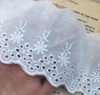 Buy HOT Cotton Embroidered White Flower Lace Fabric Dubai Wide Sewing Trim Wedding Applique Ribbon Collar Cloth Online - Image 6