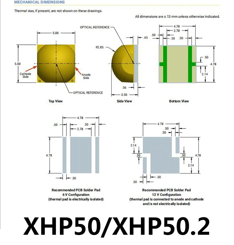 2 шт. в партии XHP50/XHP50.2/XHP70/XHP70.2 светодиодный светильник-излучающие диоды 6 в/12 В для лампы-вспышки, холодный белый Светодиодный светильник DIY