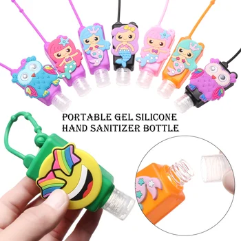 

5pcs 30ml Cartoon Silicone Panda Owl Alpaca Dinosaur Sloth Doughnut Hand Sanitizer Bottle Portable Removable travel Cover Set