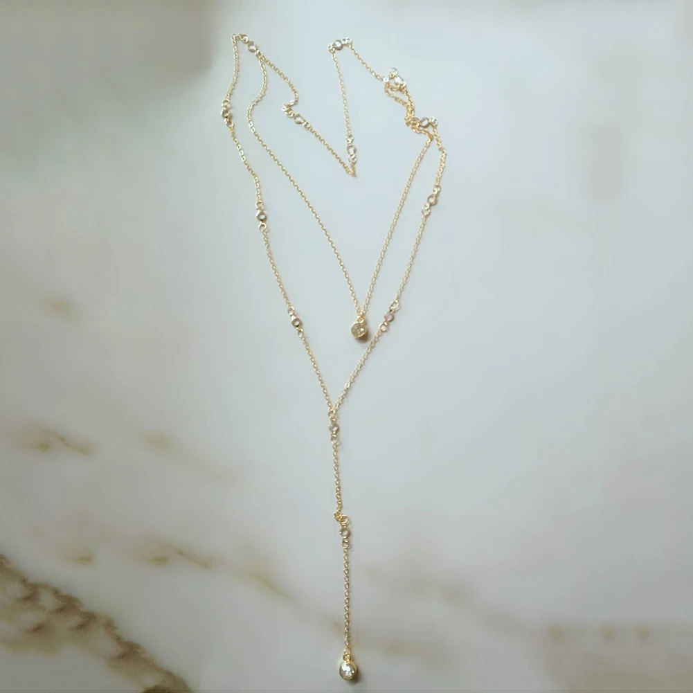 Rhinestone Inlaid Long Drop Bridal Back Necklace Lady Body Chain Wedding Jewelry New Chic