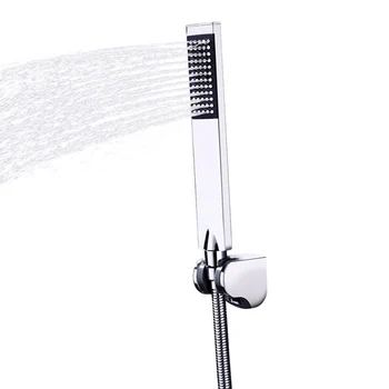 

Luxury Wall Mounted Easy Install Home Modern Accessories Square Handheld With Hose And Holder Brass Bathroom Shower Head Set