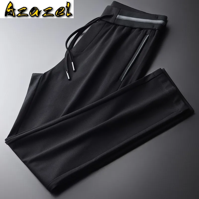 

Azazel Autumn Male Pants High Quality Rib Contrast Color Casual Men's Trousers Plus Size 4xl Fashion Slim Fit Black Man Pants