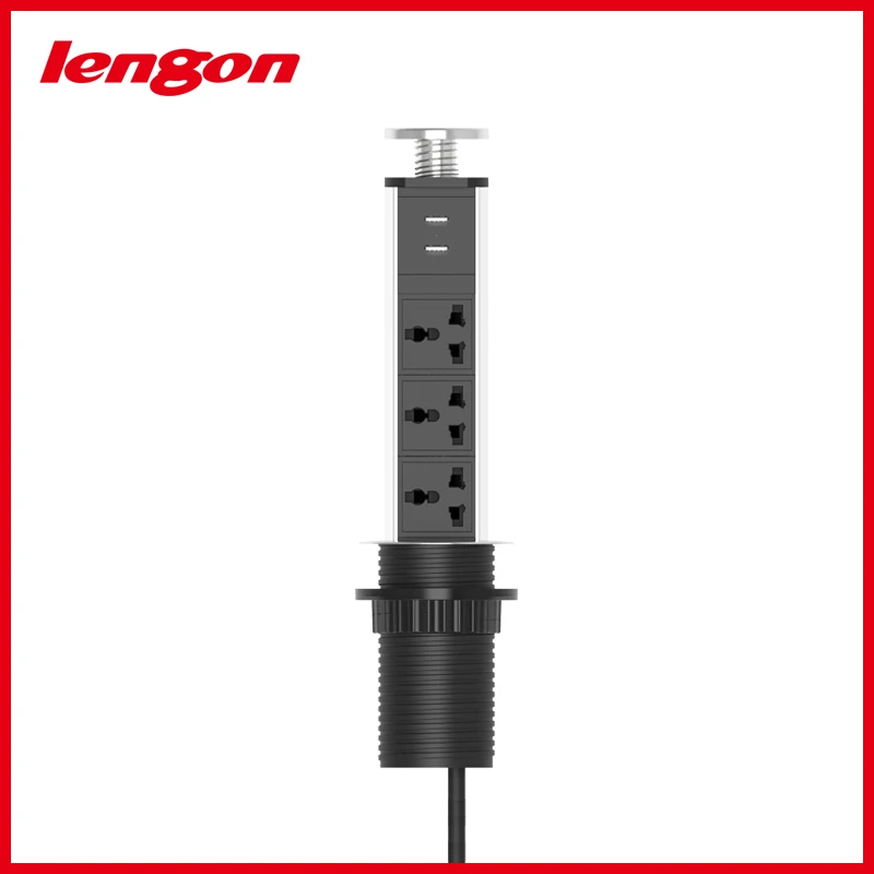LENGON PULL POP UP 2 универсальная розетка питания 2 usb порт для зарядки кухонные настольные розетки выдвижные столешницы Столешница EU вилка
