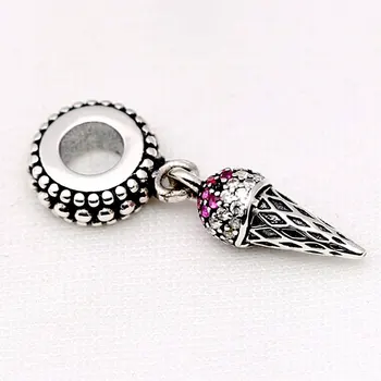 

Original Pave Ice Cream Cone With Crystal Pendant Beads Fit 925 Sterling Silver Bead Charm Bracelet Bangle DIY Jewelry