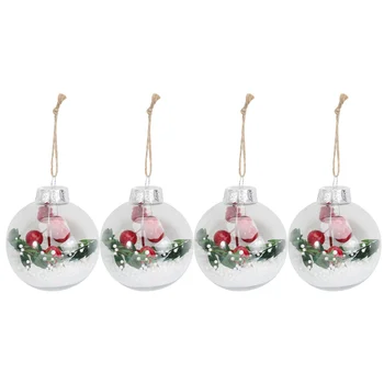 

4Pcs Christmas Tree Balls Clear Ball Decors Christmas Hanging Ornaments (Type 2)