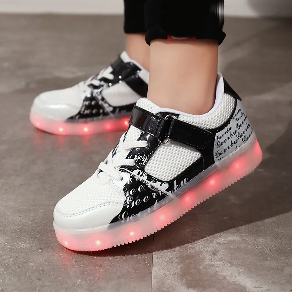 Fashion All Seasons Casual Children's Baby Girls Boys Shoes Rechargeable Light LED Shoes Non-Slip Breathable Casual Shoes