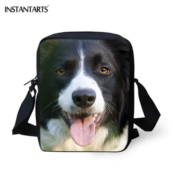

INSTANTARTS Cute 3D Border Collie Dog Print Women Men Messenger Bags Children's Mini Crossbody Bag Casual Girls Boys Bookbags
