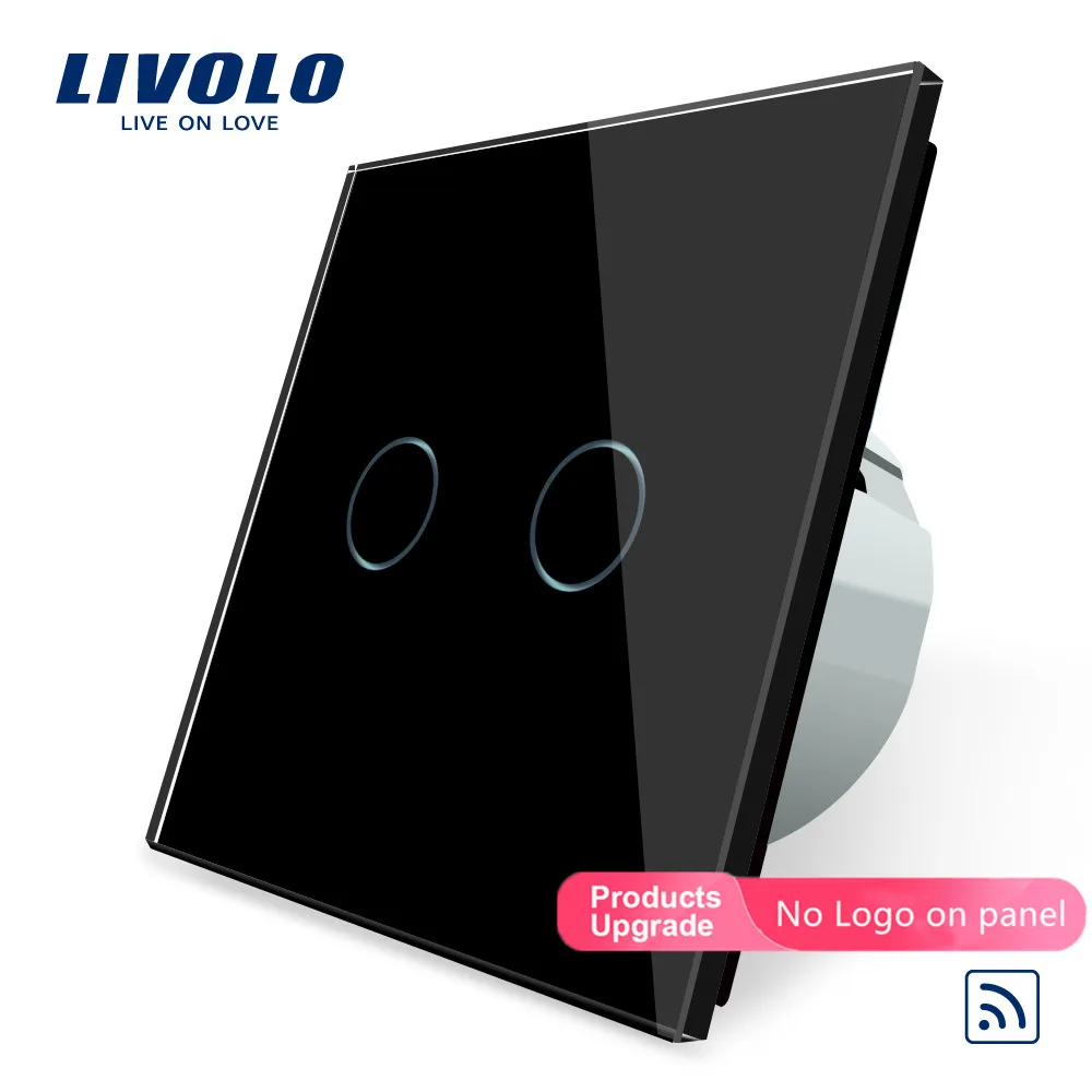 Smart Switch Black Crystal Glass Panel Livolo EU Standard Remote 220~250V Wall Light Touch VL-C702R-12 | Обустройство дома