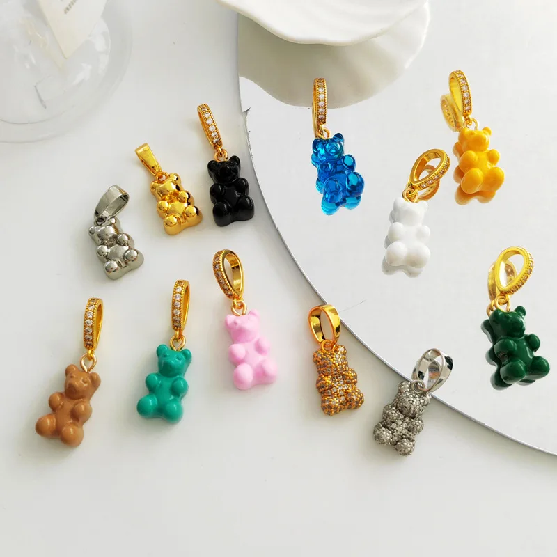 Pendant Necklace for Women Korean Colorful Bear Blue Zircon Crystal Neck Chain Female Jewelry Free Shipping Gift 18k Gold Plated