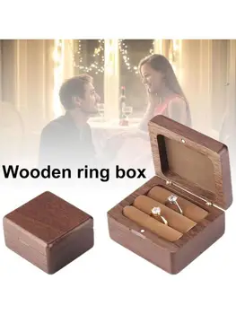 

Square/Heart Shape Wood Ring Box Portable Jewelry Box Holder Engagement Ring Box P0RF