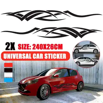 

2x Car Side Stripes Sticker Flame Totem Auto Body Racing Stripe Vinyl Decal Stickers Universal For Honda/VW/Toyota/BMW/Mazda